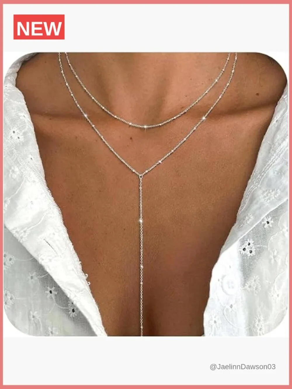 14K Gold Plated Y-Shaped Lariat Necklace Dainty Cross Pendant Layered Chain